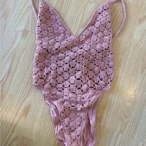 Forever 21 Blush Crochet Bodysuit